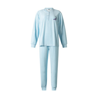 Dames  badstof pyjama met lange mouw  Blue