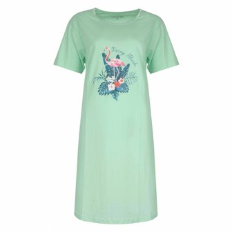 Dames Big Shirt  met print Flamingo - Mint