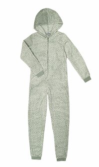 Kinderen fleece onesie Art. 393725 met capuchon Groen