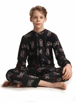 Jongens fleece onesie Art. 393719 met print Zwart