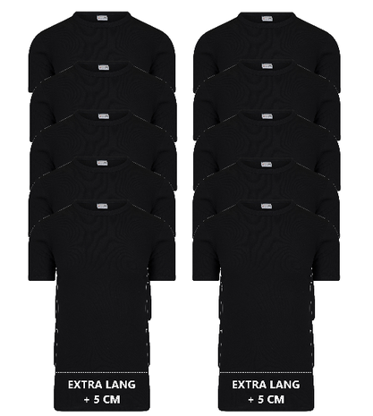 bedrag Ontembare Soms 10-pack Extra lange heren T-shirts met ronde hals M3000 Zwart -  Beerenondergoed.nl