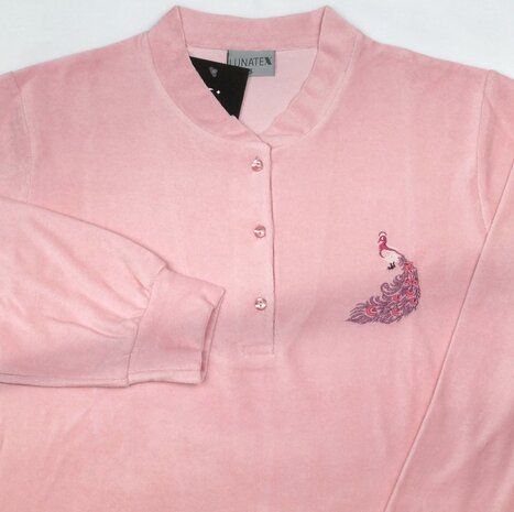 Dames  badstof pyjama met lange mouw  Roze