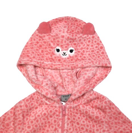 Meisjes fleece onesie Art. 293725 met capuchon Roze