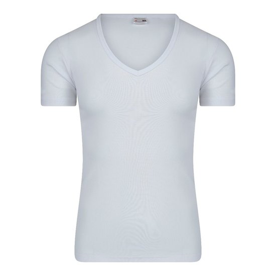 Heren T-shirt met diepe V-hals en K.M. M3000 Wit