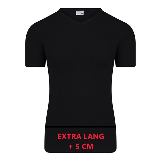 Extra lang heren T-shirt met V-hals M3000 Zwart