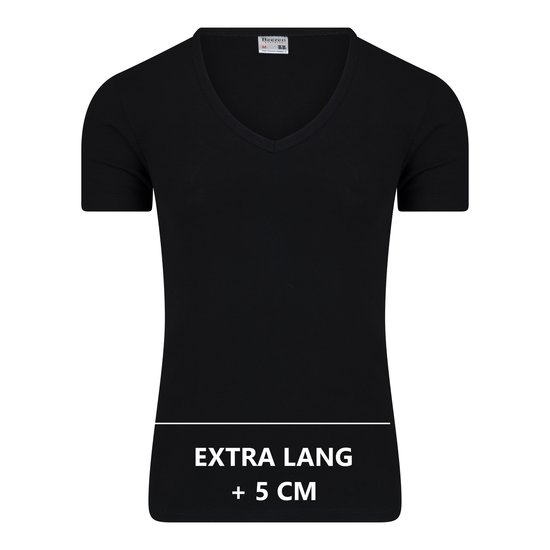 Extra lang heren T-shirt met Diepe V-hals M3000 Zwart