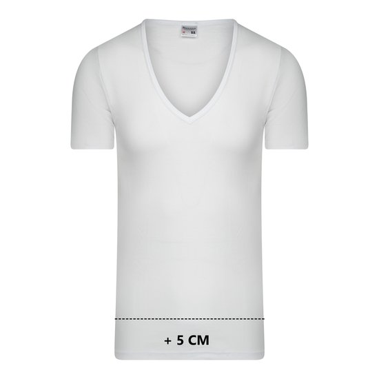 5-Pack Extra lange heren T-shirts met diepe V-hals M3000 Wit