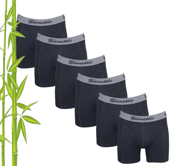 6-Pack Gionettic Bamboe Heren boxershorts Zwart