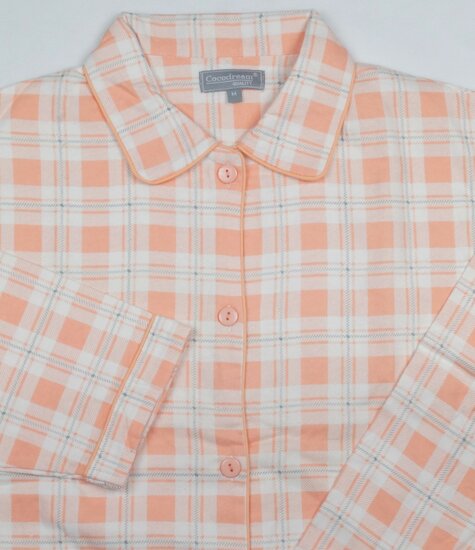 Cocodream Dames Flanel Pyjama Ruit - Peach