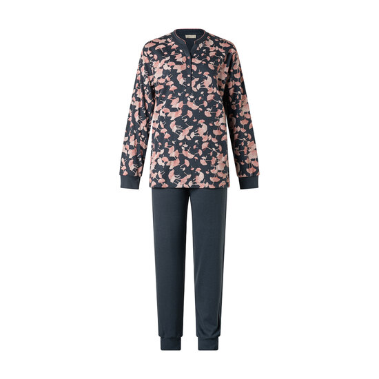 Dames pyjama interlock  met print Navy 