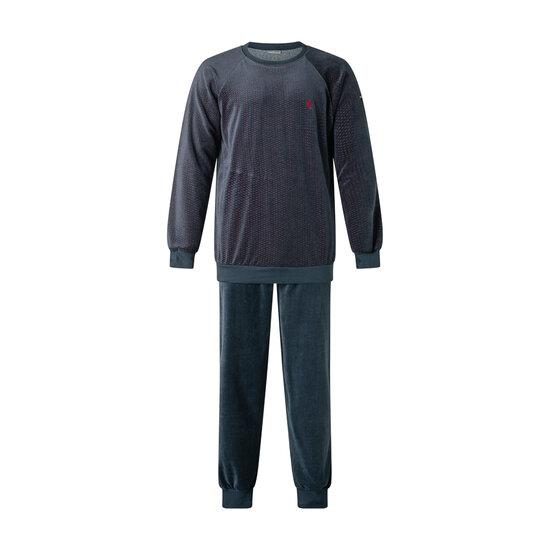 Gentlemen Heren pyjama velours met O-hals - Marine 