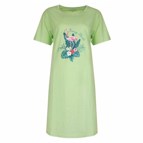 Dames Big Shirt pastel Green met print Flamingo