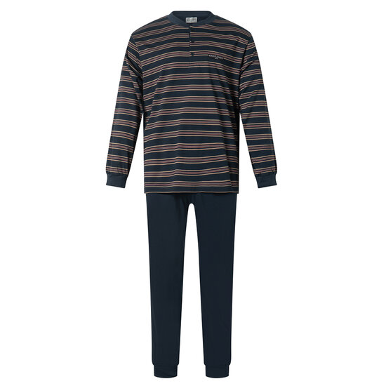 Heren Pyjama single jersey met knoopsluiting Navy 