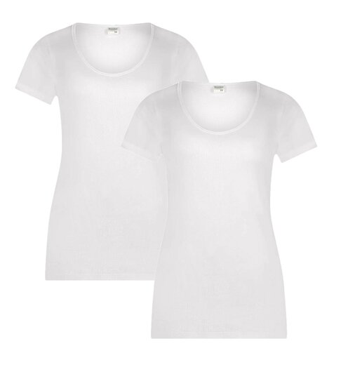 2-pack Dames  Beeren T-shirt met O-hals en korte mouw M3000 Wit