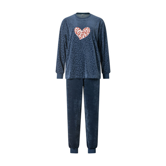 Dames pyjama velours Blauw print 2