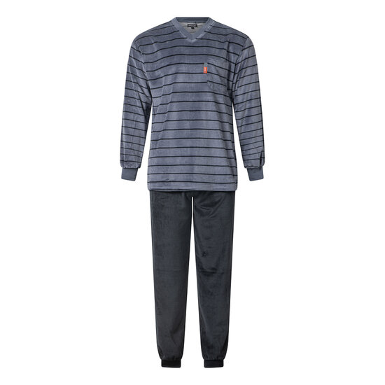 Gentlemen Heren pyjama velours met V-hals - Grijs