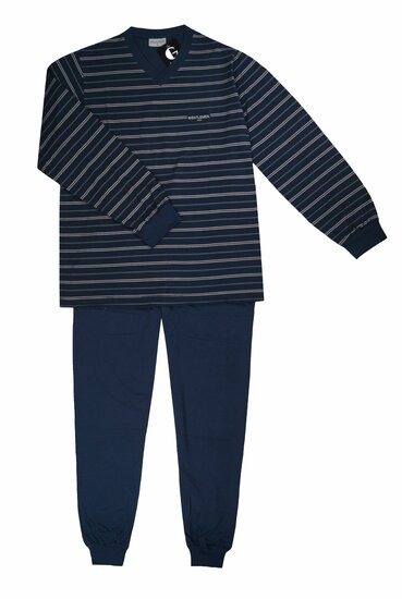 Heren Pyjama single jersey met V-hals Navy 