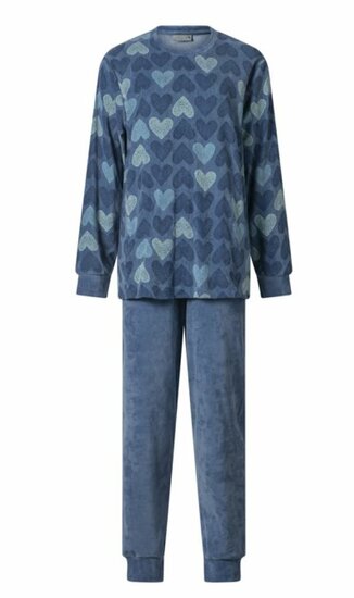 Dames pyjama Art. 12-4235 katoen velours Blauw