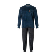 Gentlemen Heren pyjama velours met V-hals - Marine 