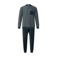 Gentlemen Heren pyjama badstof met knoopsluiting  - Blauw gestreept