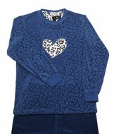 Dames pyjama velours Blauw print 1