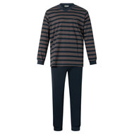 Gentlemen Heren Pyjama single jersey met V-hals - Navy 