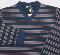 Gentlemen Heren Pyjama single jersey met V-hals - Navy 