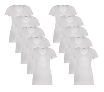 10-pack Dames Beeren  T-shirt met  V-hals en korte mouw M3000 Wit