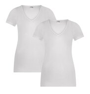 2-pack Dames  Beeren  T-shirt met  V-hals en korte mouw M3000 Wit