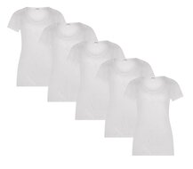 5-pack Dames  Beeren T-shirt met O-hals en korte mouw M3000 Wit