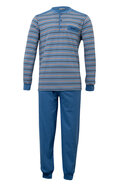 Gentlemen Heren pyjama met knoopsluiting Blauw