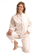 Dames 100% katoen flanel Pyjama met print Wit