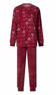 Dames katoen velours pyjama Art.12-4235 Rood